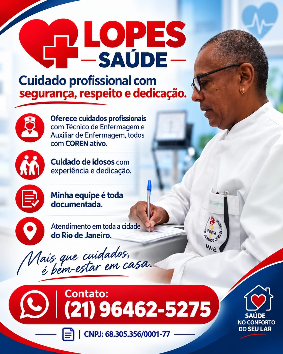 Folder da Lopes Saúde com informações sobre cuidados profissionais